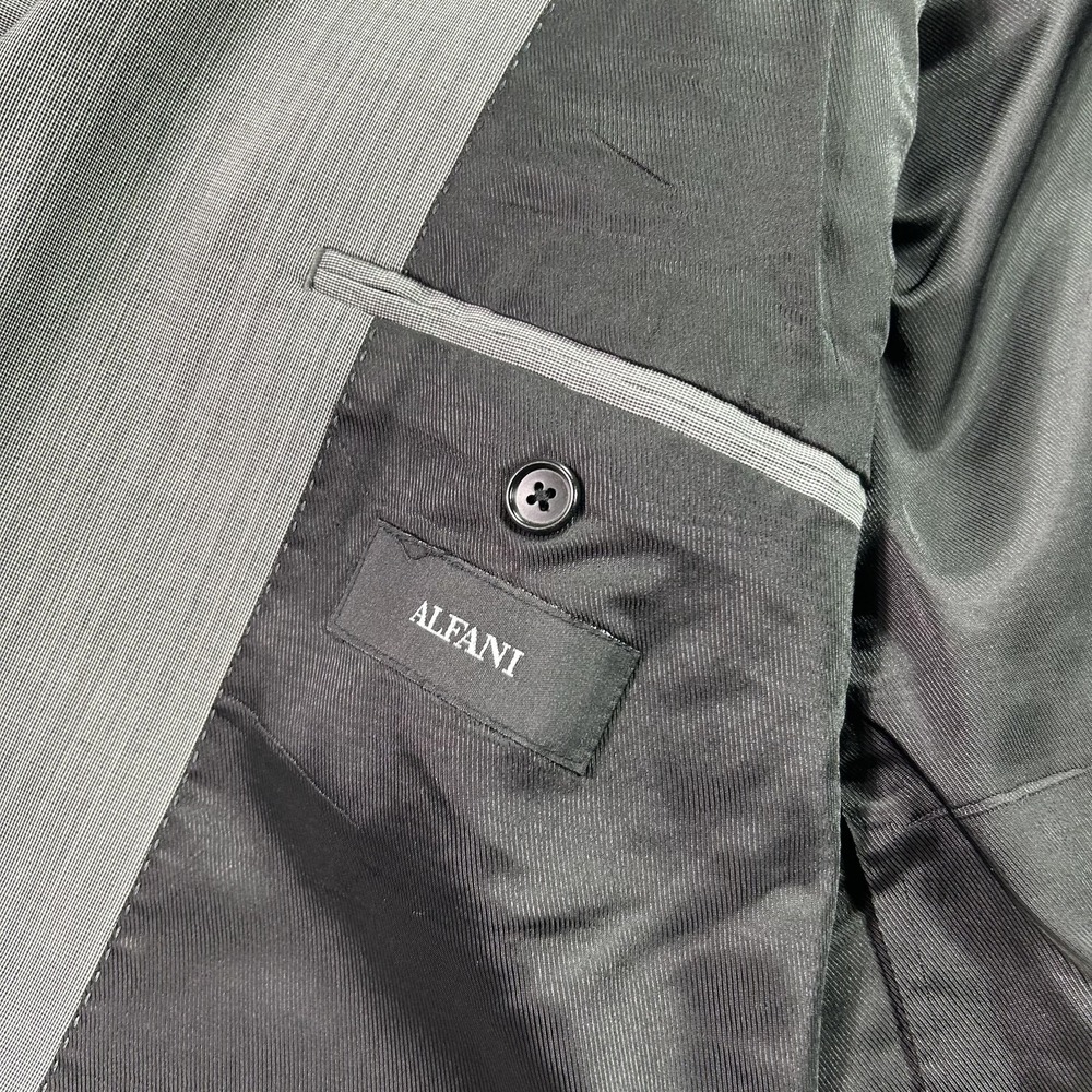 Alfani Suit Mens 44L Jacket 38x33 Pants Gray Wool Cashmere Check 2 Piece - Picture 7 of 16